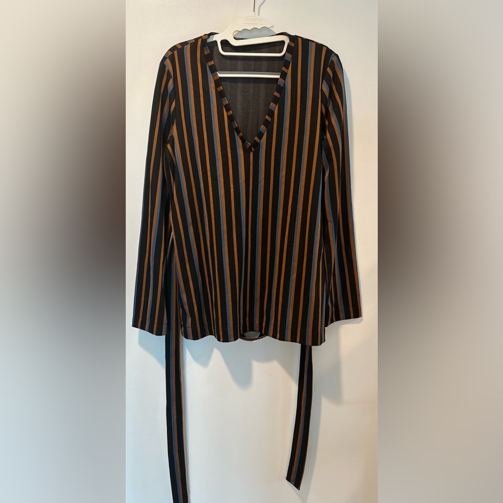 Zara Trafaluc Pin stripped Blouse with Belt
